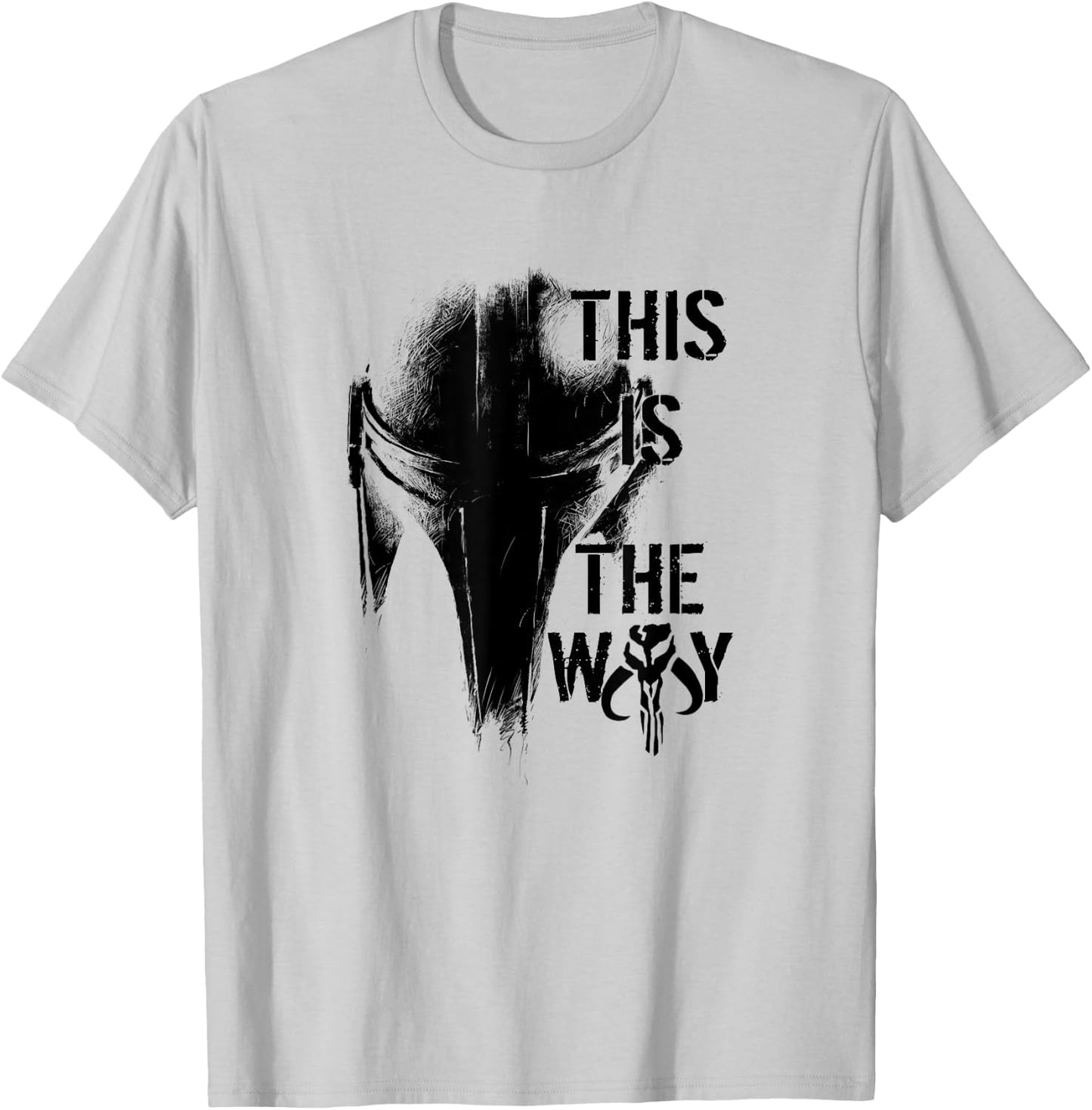 Star Wars The Mandalorian The Way Mando Helm - Weiß, Kurzarm, V-Ausschnitt, Klein, , Einfarbig, Pull-On, 1 Count, EU 38/40 T-Shirt - T-Shirt | Ash