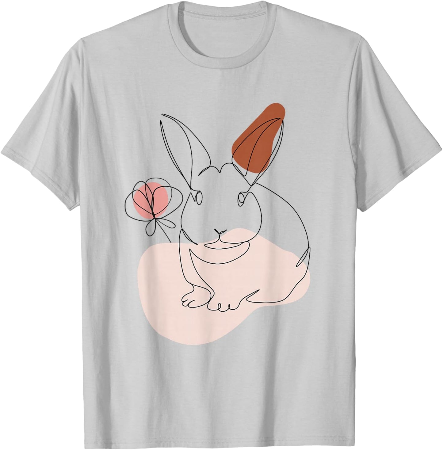Rabbit Line Art Abstract Minimalist Bunny Face T-Shirt - T-Shirt | Ash