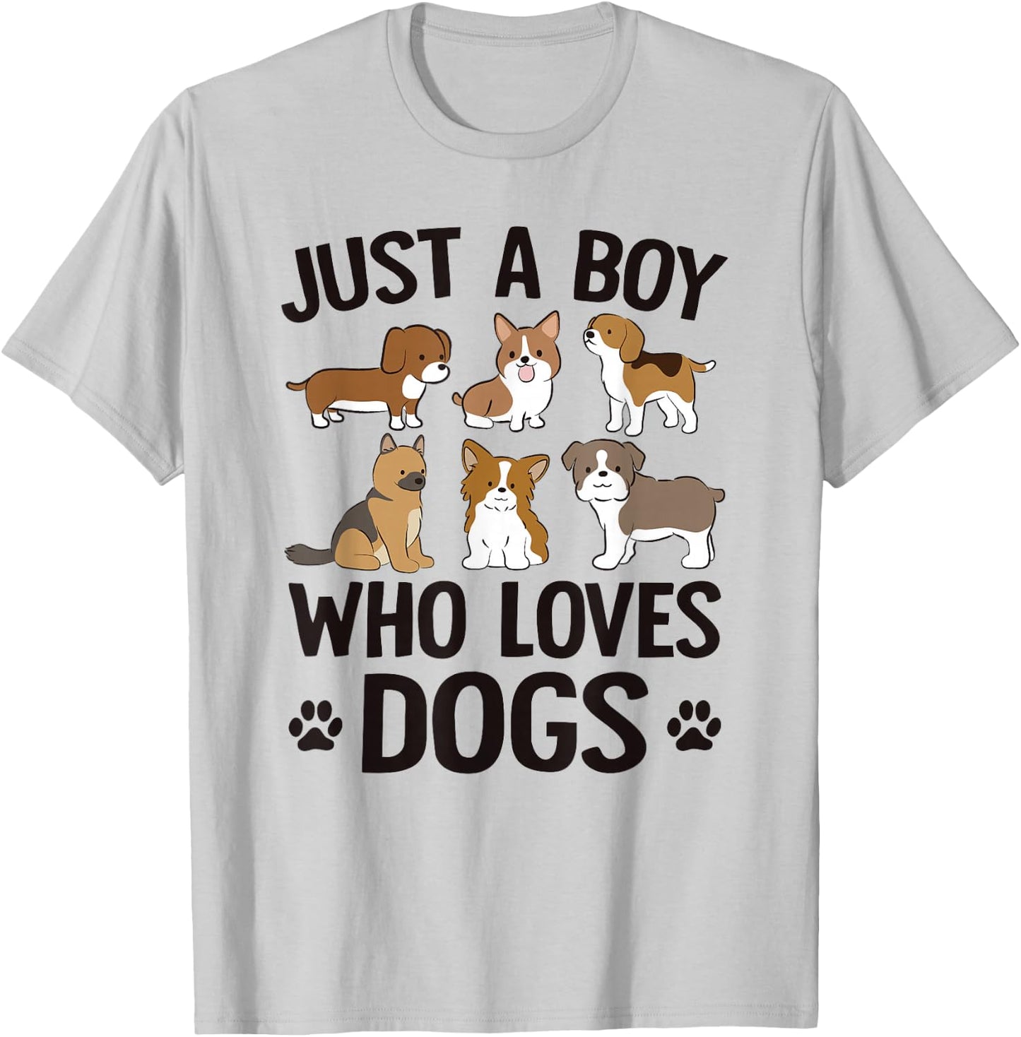Just A Boy Who Loves Dogs Boys Toddler Puppy Dog Lover T-Shirt - T-Shirt | Ash