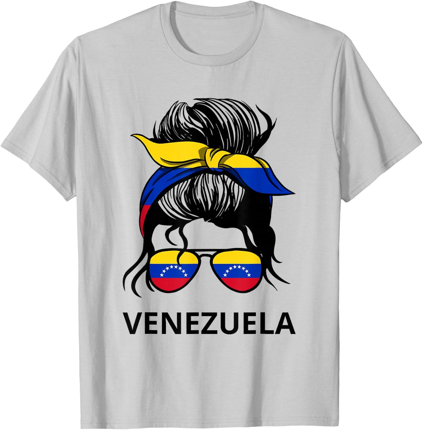 Messy Bun Girl Venezuela Pride Latina Venezuelan Women T-Shirt - T-Shirt | Ash