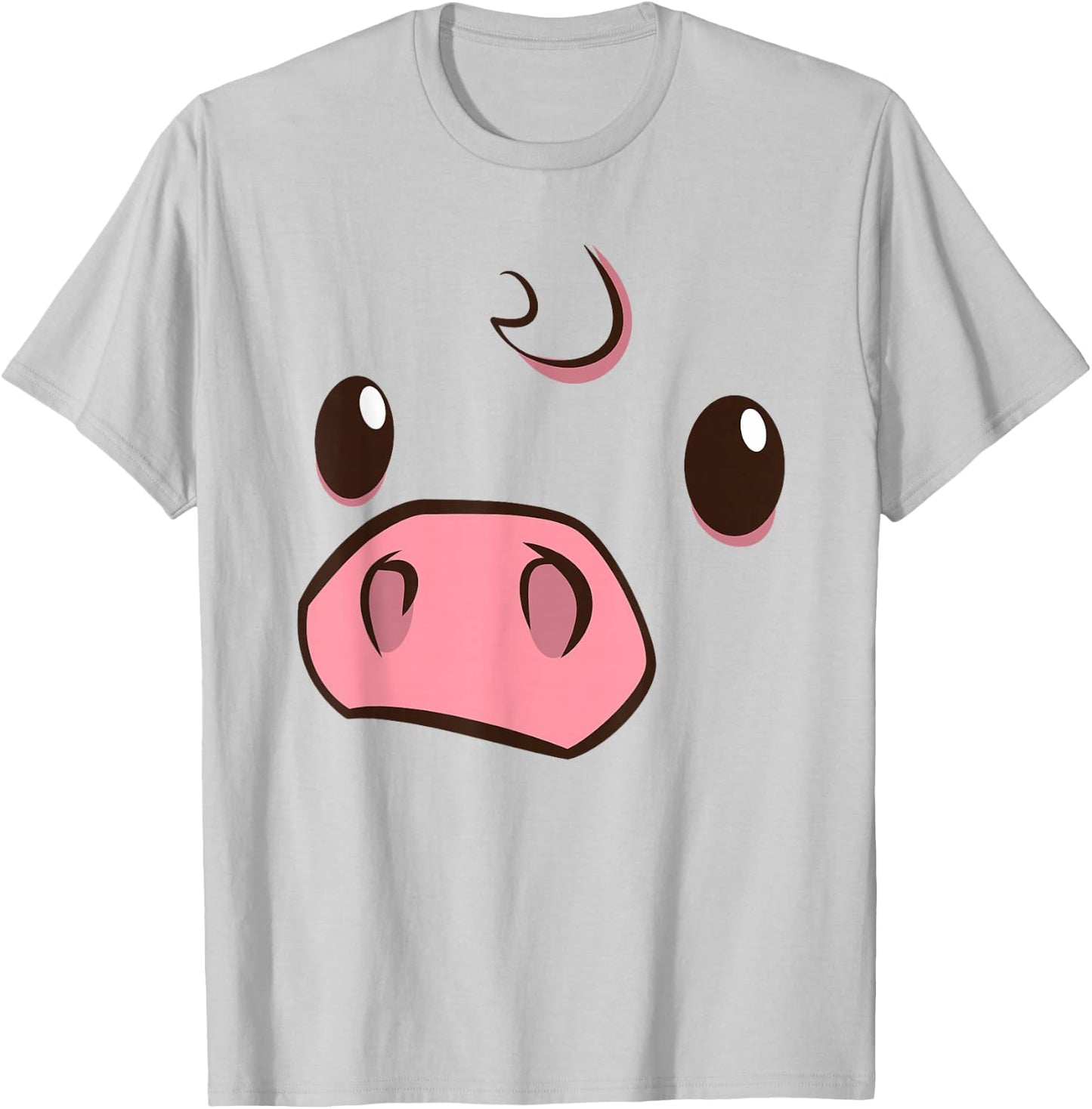 Cute Pig Animal Face Disguise Costume Swine Easy Halloween T-Shirt - T-Shirt | Ash