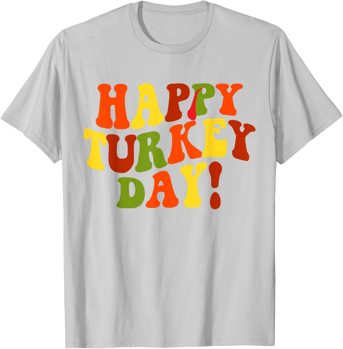 Happy Turkey Day Groovy Thanksgiving Fall Season -Adults Kids Black Small Short Sleeve Thanksgiving T-Shirt - T-Shirt | Ash