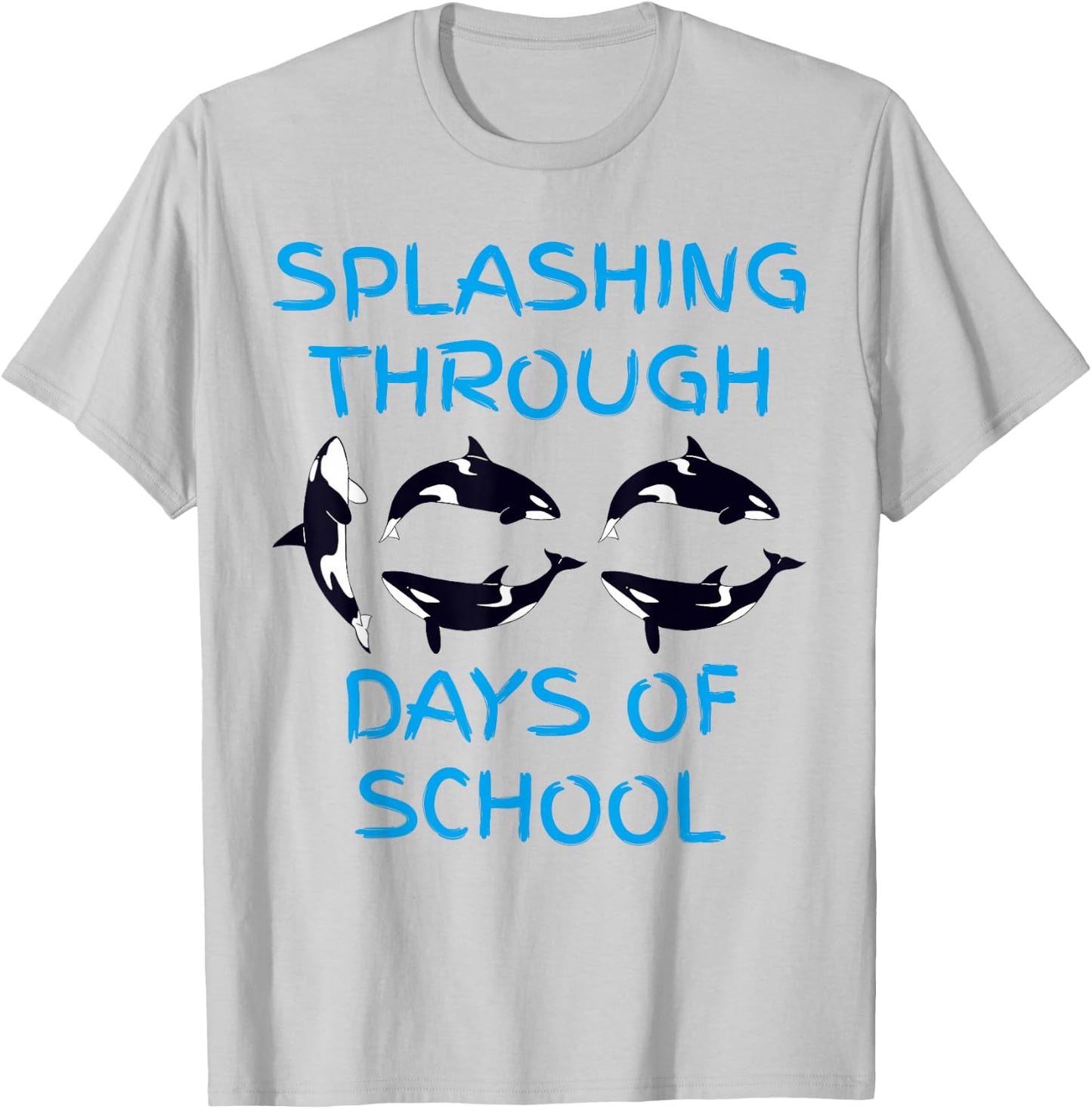 Splashing Through 100 Days of School Orca Killer Whale Kids T-Shirt - T-Shirt | Ash