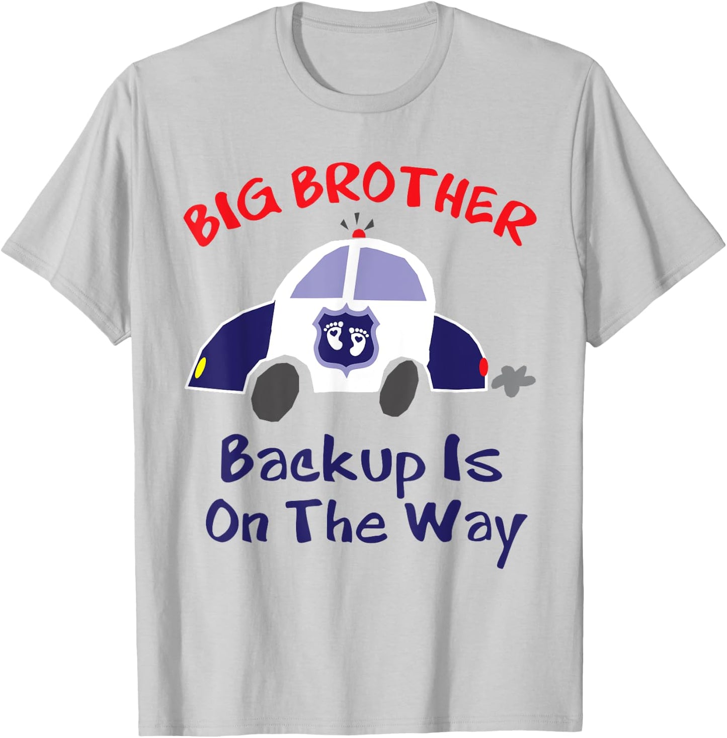 Funny Big Brother Pregnancy Announcement Shirt Police Car T-Shirt - T-Shirt | Ash