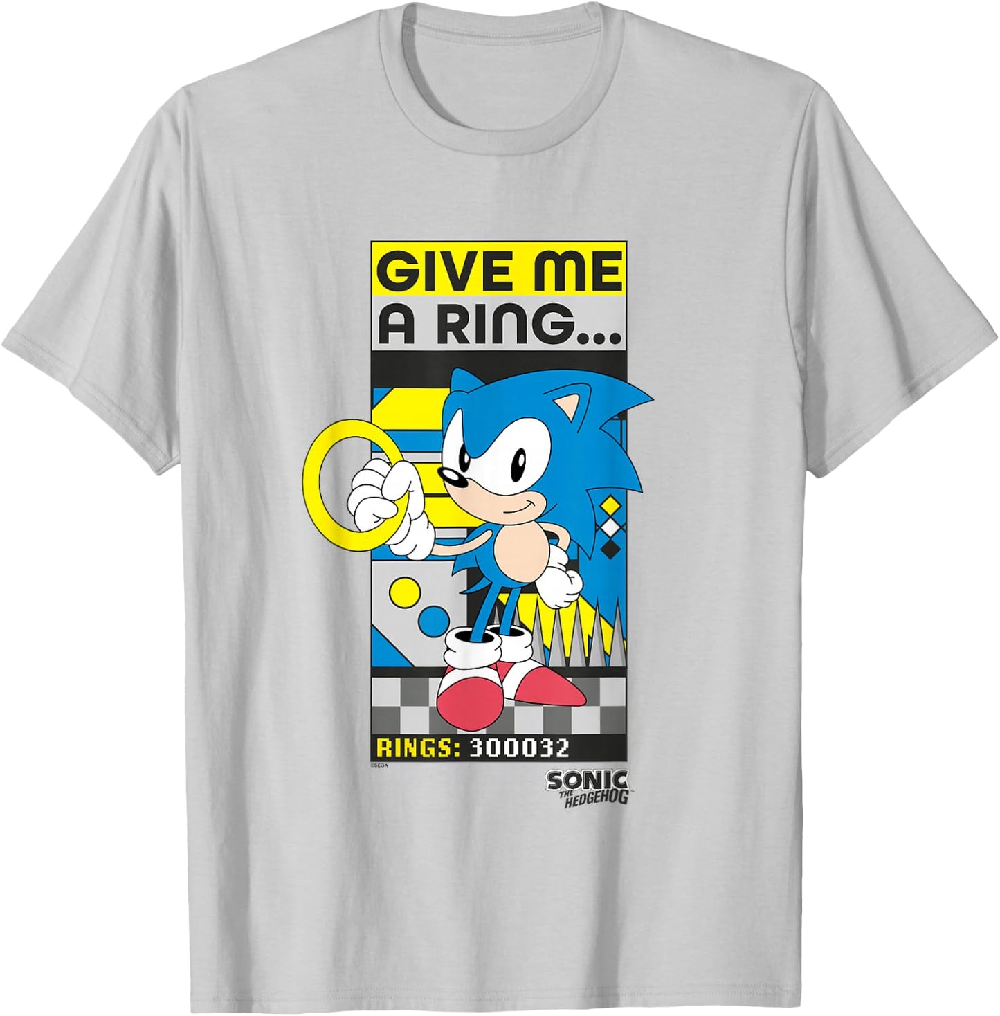 Sonic The Hedgehog Give Me A Ring… Retro Sonic Poster T-Shirt - T-Shirt | Ash