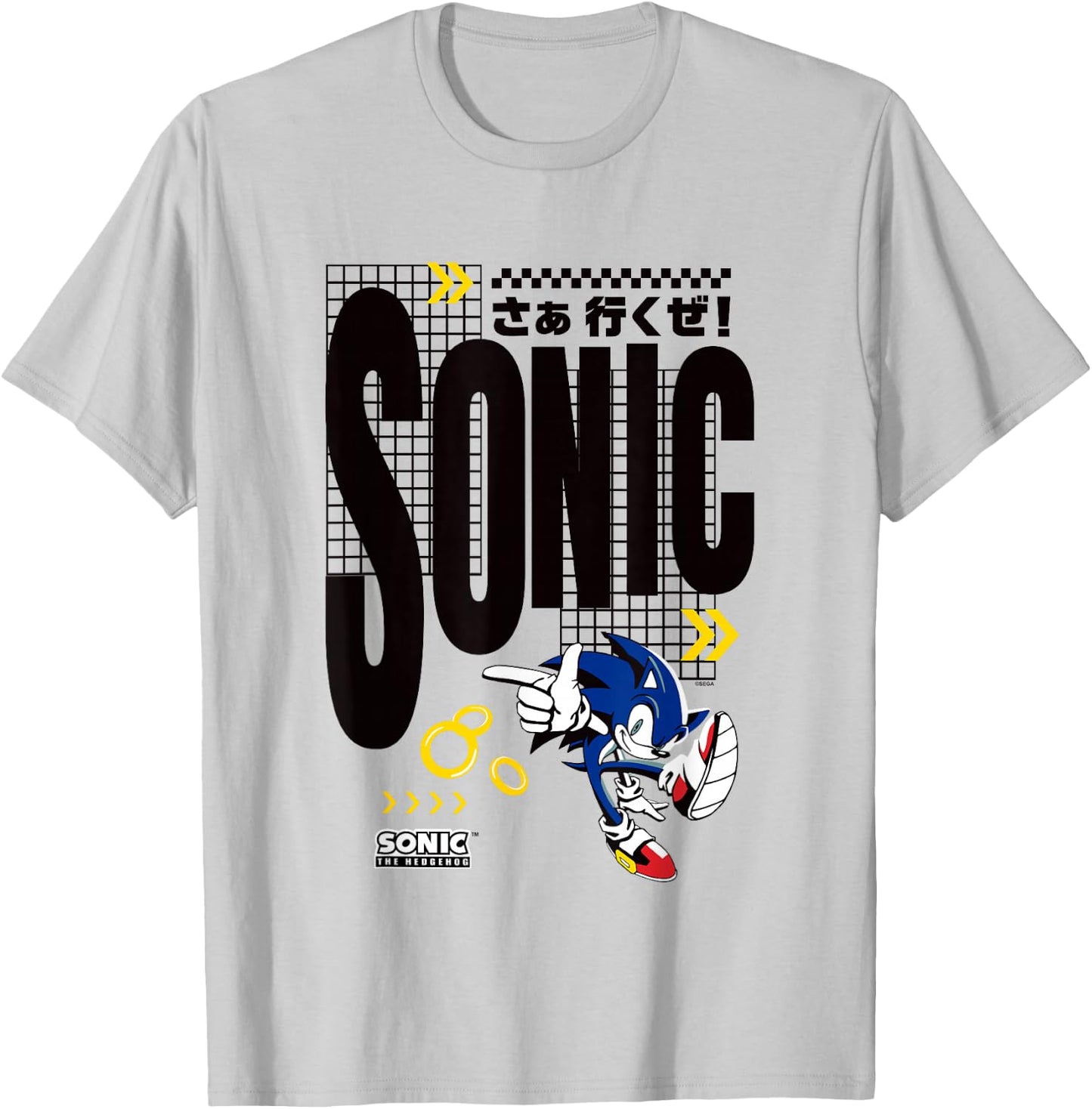 Sonic The Hedgehog Let's Go! Sonic Vintage Kanji Shot T-Shirt - T-Shirt | Ash