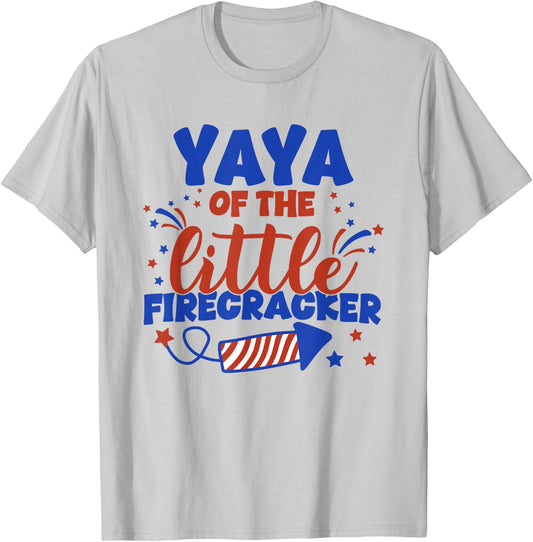 Yaya of The Little Firecracker Fourth of July Birthday T-Shirt - T-Shirt | Ash