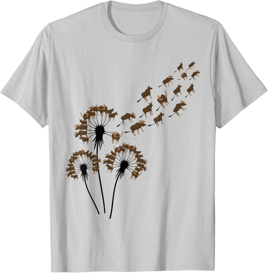Flower Dandelion Moose Stuff for Moose Lover | Moose T-Shirt - T-Shirt | Ash