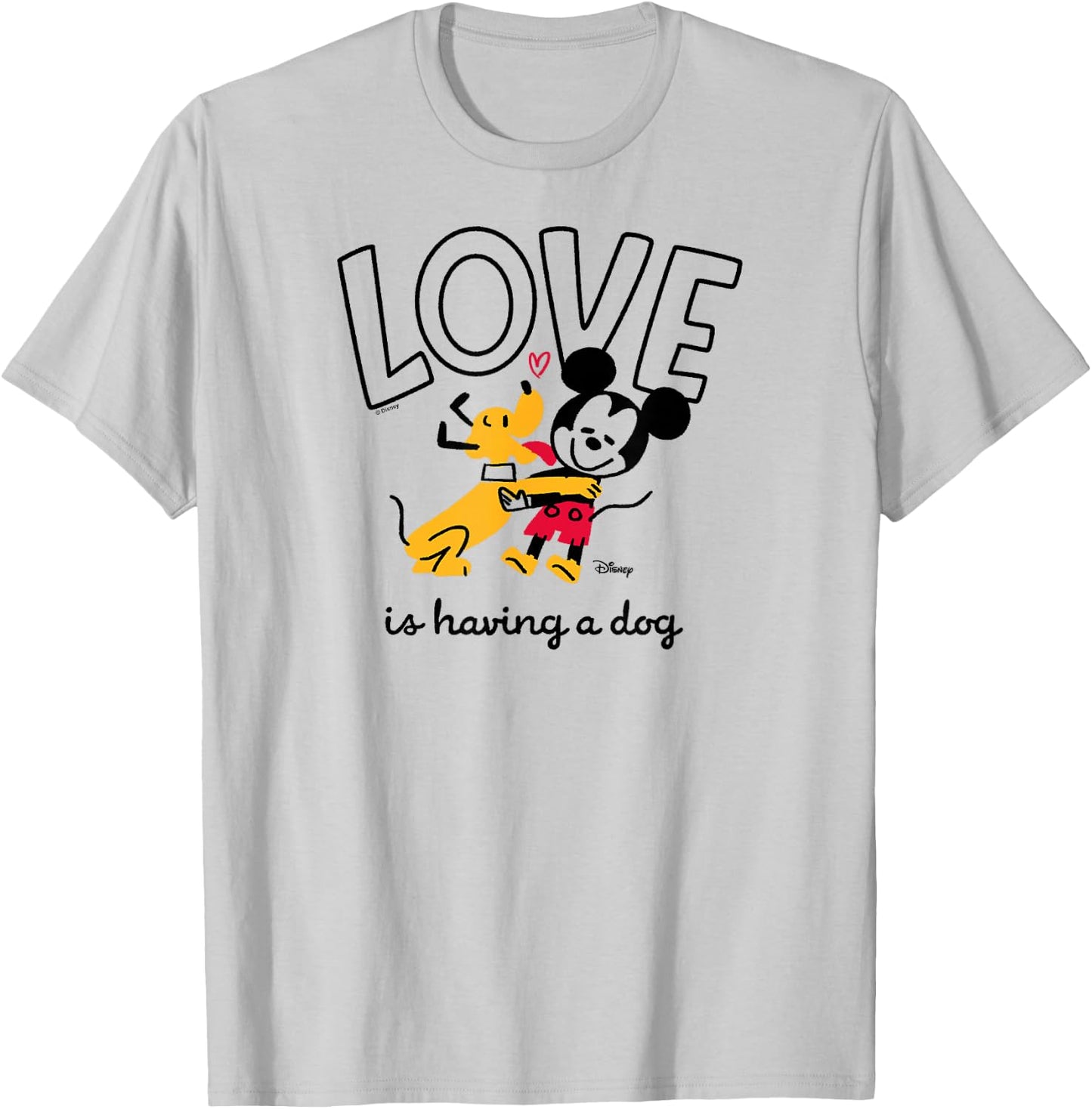 Mickey Mouse and Pluto - Love is Having a Dog T-Shirt - T-Shirt | Ash