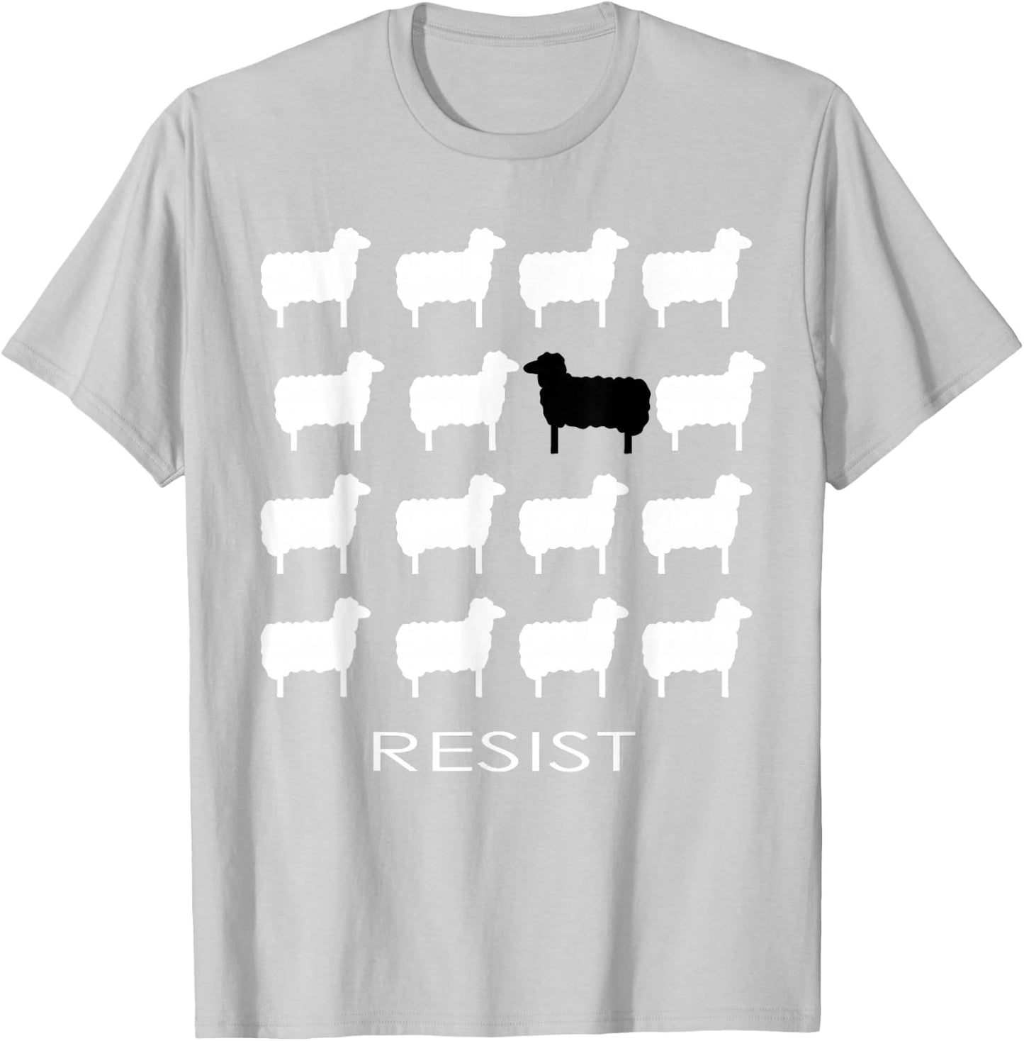 White and Black Sheep Resist Empowering Dissent Resistance T-Shirt - T-Shirt | Ash