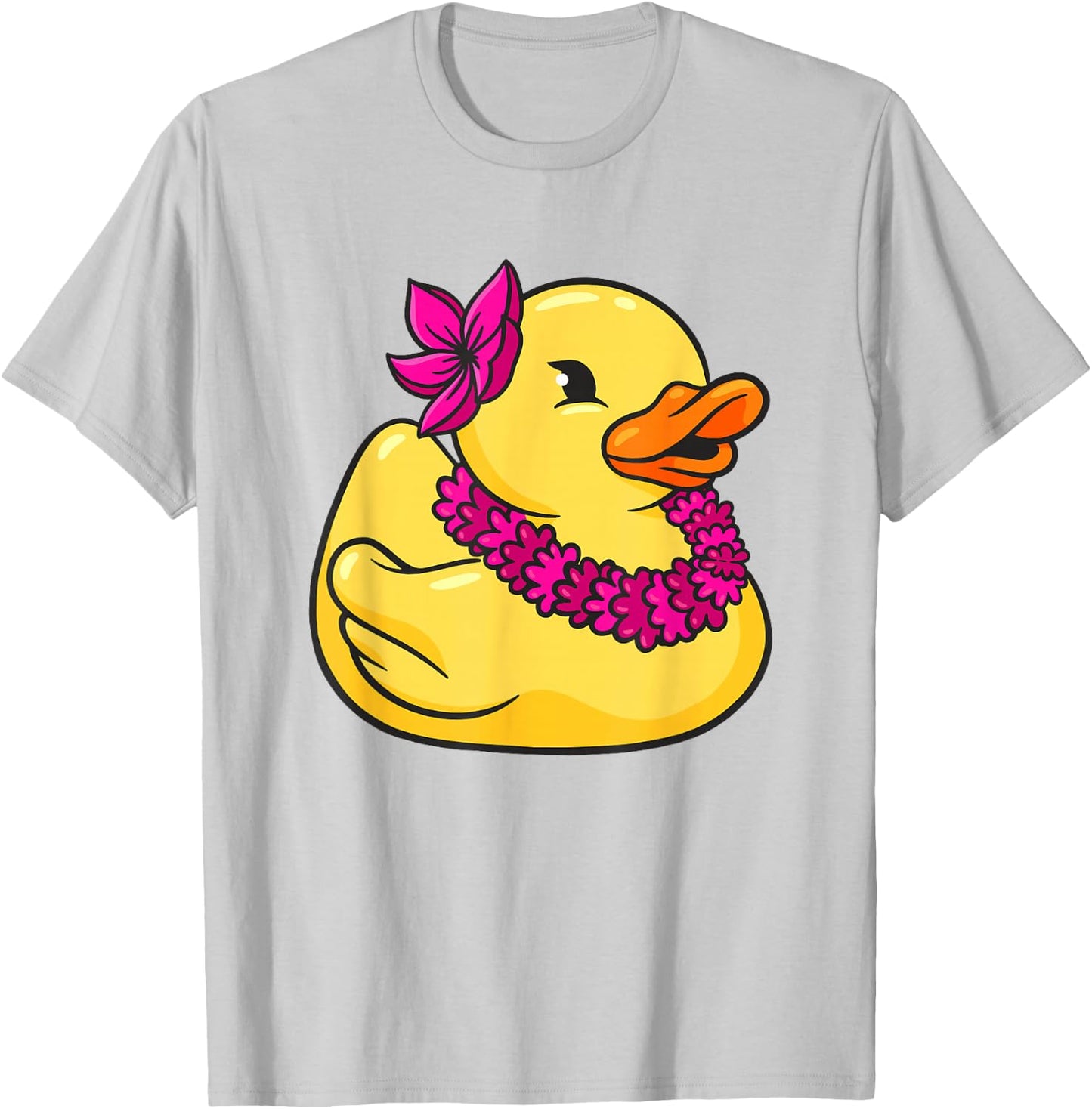 Hawaiian Rubber Duck Flower Wreath T-Shirt - T-Shirt | Ash