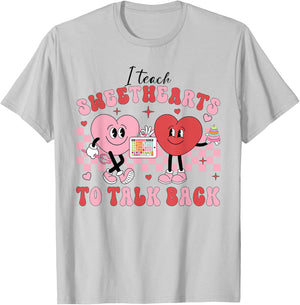 I Teach Sweethearts To Talk Back, Funny SLP Valentine's Day T-Shirt - T-Shirt | Ash