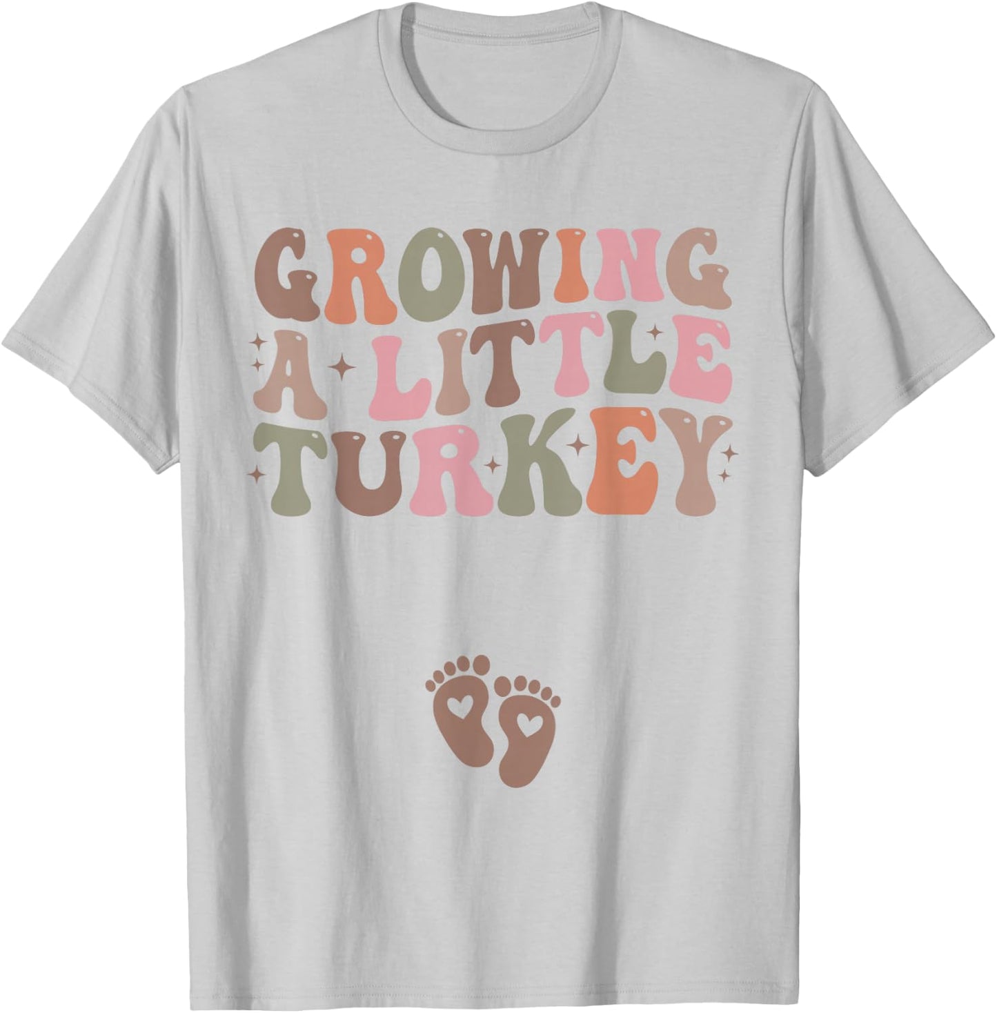 Growing a Little Turkey Thanksgiving Pregnancy Announcement T-Shirt - T-Shirt | Ash