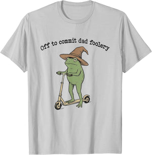 Off to Commit Dad Foolery Frog Dad Jokes Funny Fathers Day T-Shirt - T-Shirt | Ash