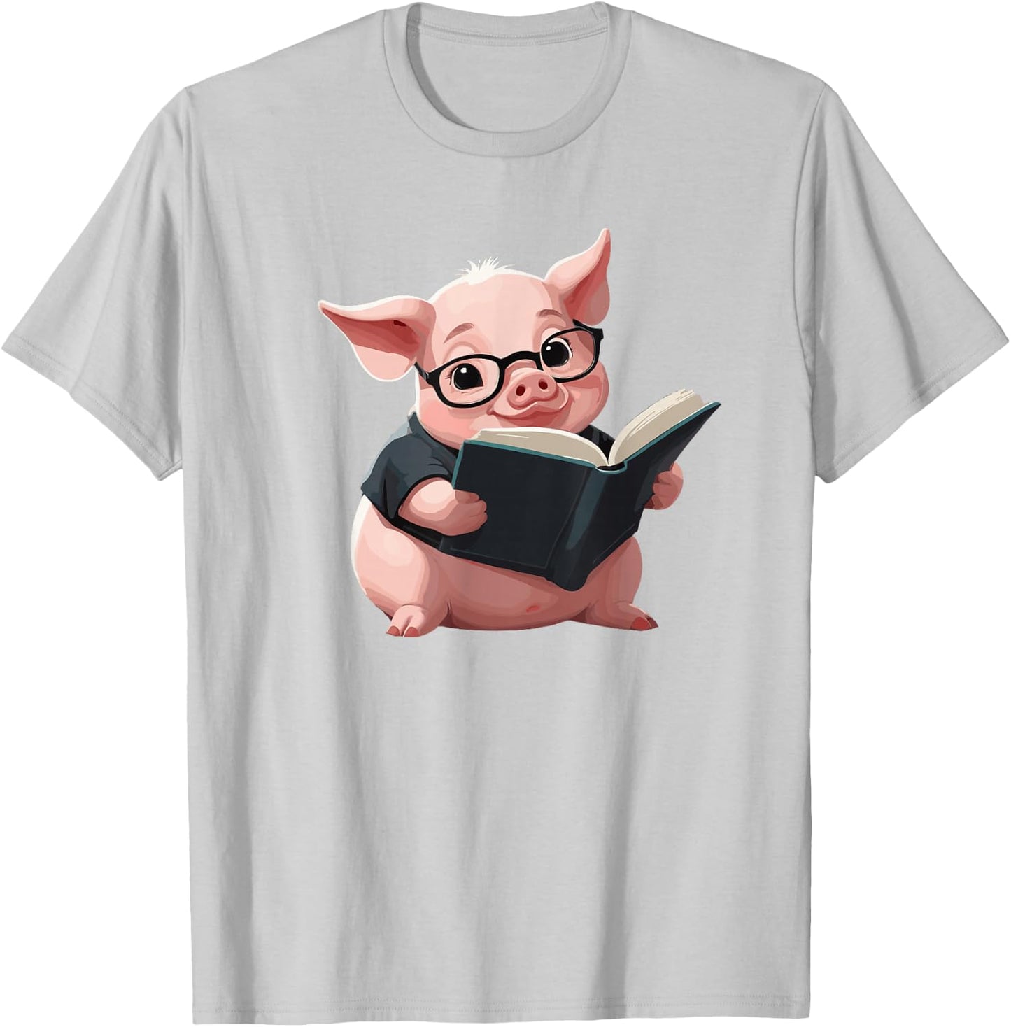 Cute Pig is reading a Book, Reading Pig T-Shirt - T-Shirt | Ash