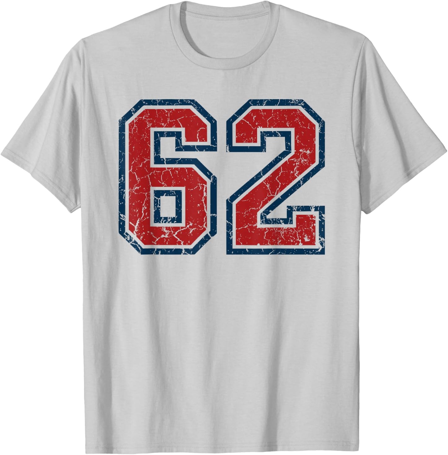 Red and Blue Sports Number 62 Jersey Uniform Player Fan T-Shirt - T-Shirt | Ash