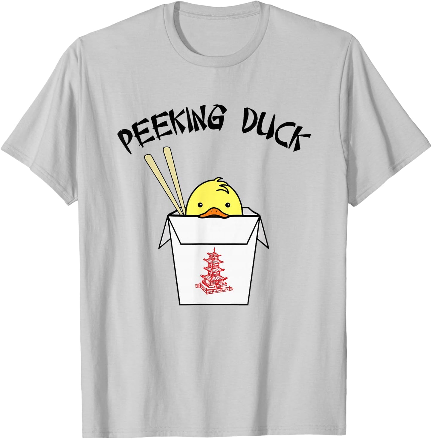 Peeking Duck funny cute Chinese food duck T-Shirt - T-Shirt | Ash