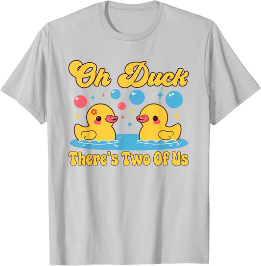 Animal Twins Oh Duck There's Two Of Us Cute Duck T-Shirt - T-Shirt | Ash