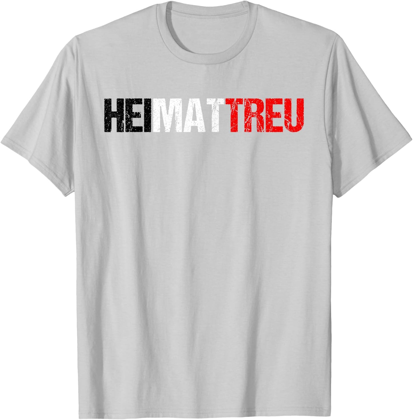 HEIMATTREU in Black / White / Red as German Lettering, gray T-Shirt - T-Shirt | Ash