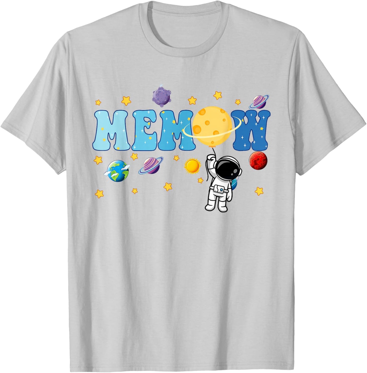 Memaw of The Bday Boy Astronaut Space Planets Family T-Shirt - T-Shirt | Ash