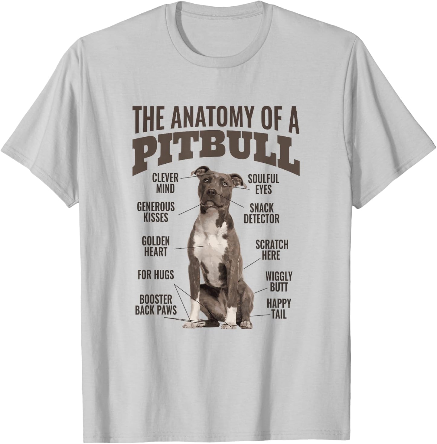 Anatomy Of A Pitbull Shirt Men Women Gift Dog Lovers T-Shirt - T-Shirt | Ash
