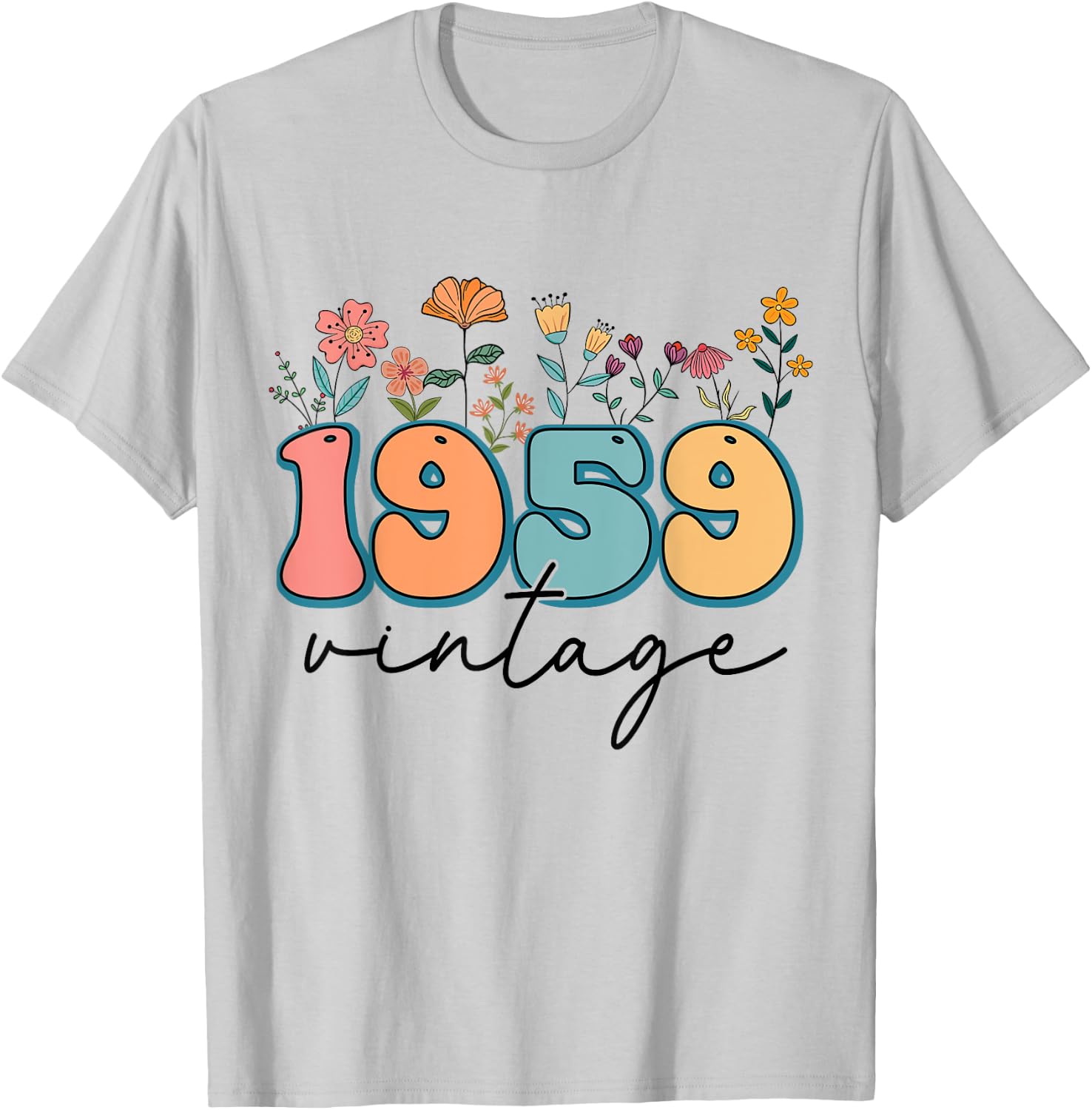 1959 Vintage Floral 65th Birthday 65 Years Old Flower Women T-Shirt - T-Shirt | Ash