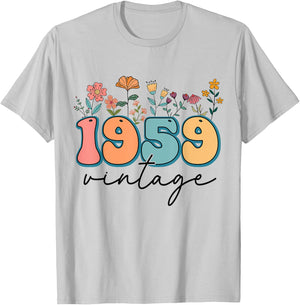 1959 Vintage Floral 65th Birthday 65 Years Old Flower Women T-Shirt - T-Shirt | Ash