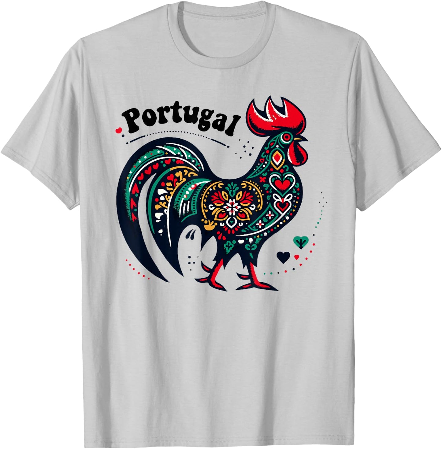 Portuguese Rooster Emblem Galo de Barcelos T-Shirt - T-Shirt | Ash