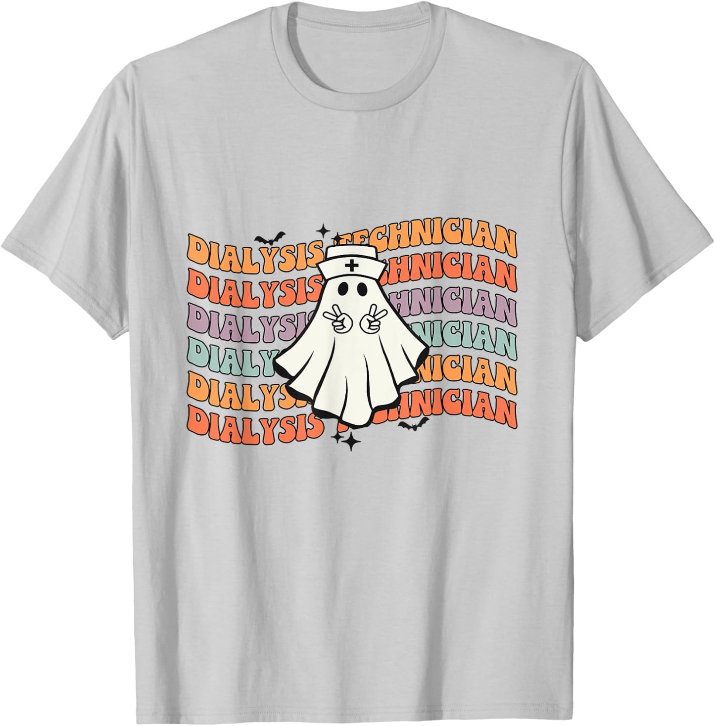 Groovy Dialysis Technician Boo Ghost Halloween Costumes T-Shirt - T-Shirt | Ash