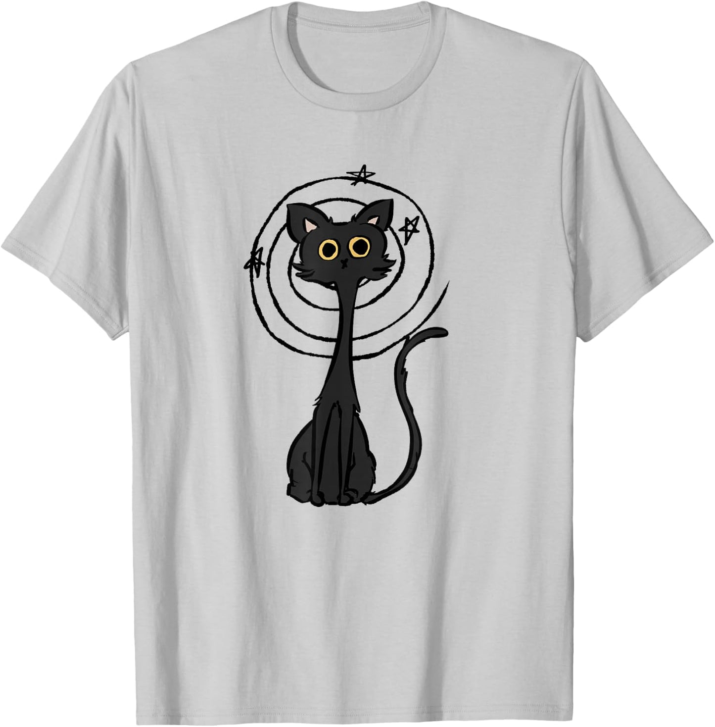 Y2K 90s Confused Crazy Mad Tomcat Cat under Starry T-Shirt - T-Shirt | Ash