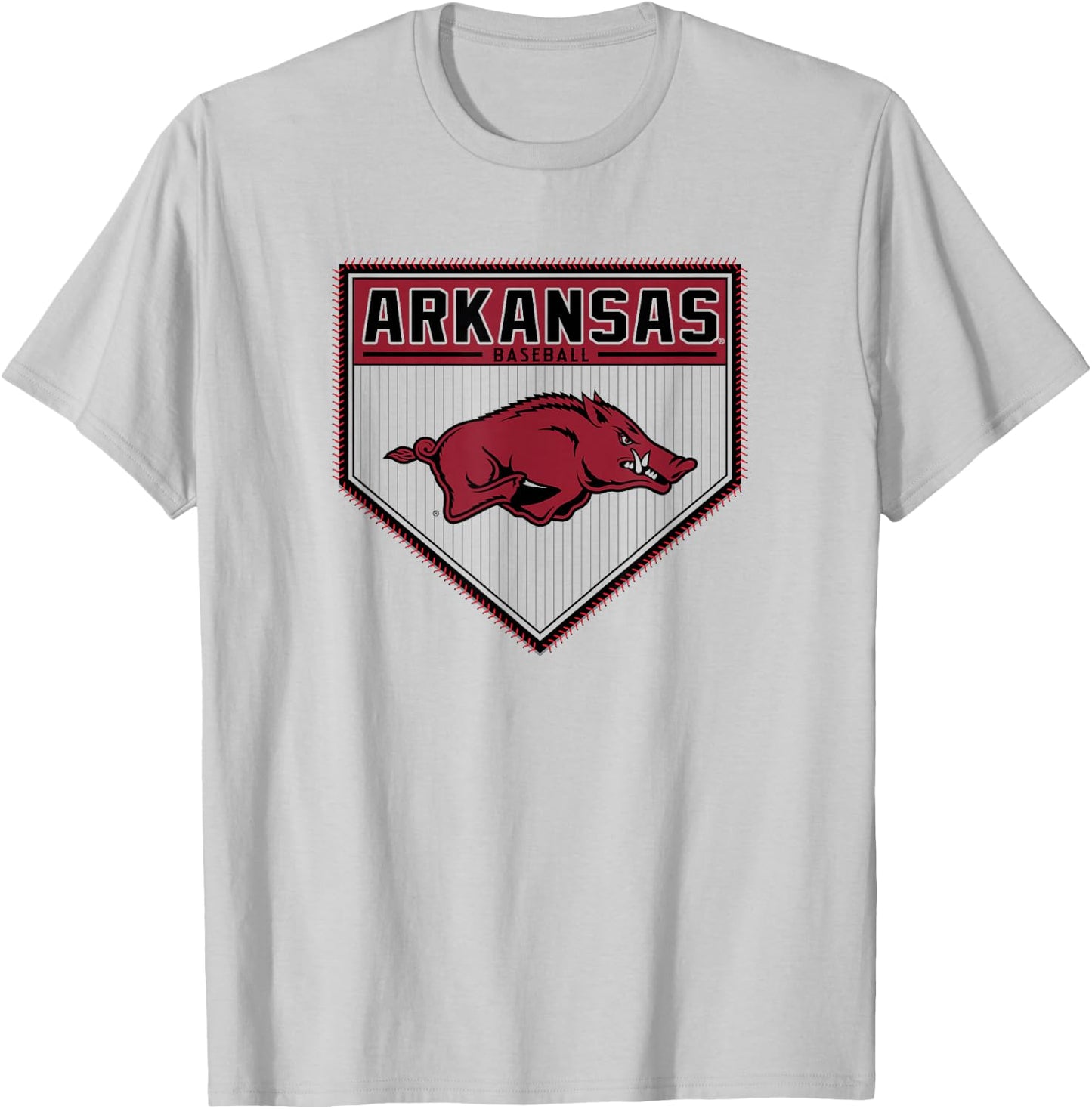 Arkansas Razorbacks Baseball Homeplate White T-Shirt - T-Shirt | Ash