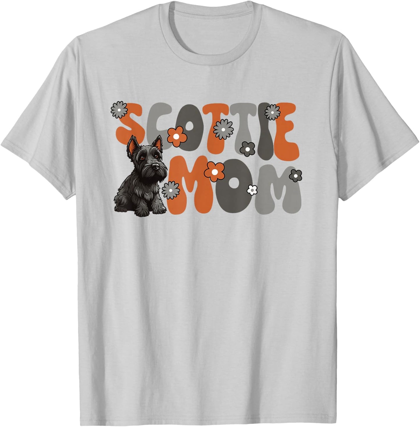 Scottish Terrier Groovy World's Best Scottie Mom T-Shirt - T-Shirt | Ash
