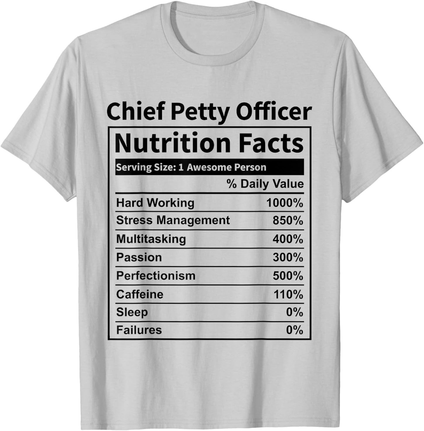 CPO Chief Petty Officer Nutrition Facts Funny Women T-Shirt - T-Shirt | Ash