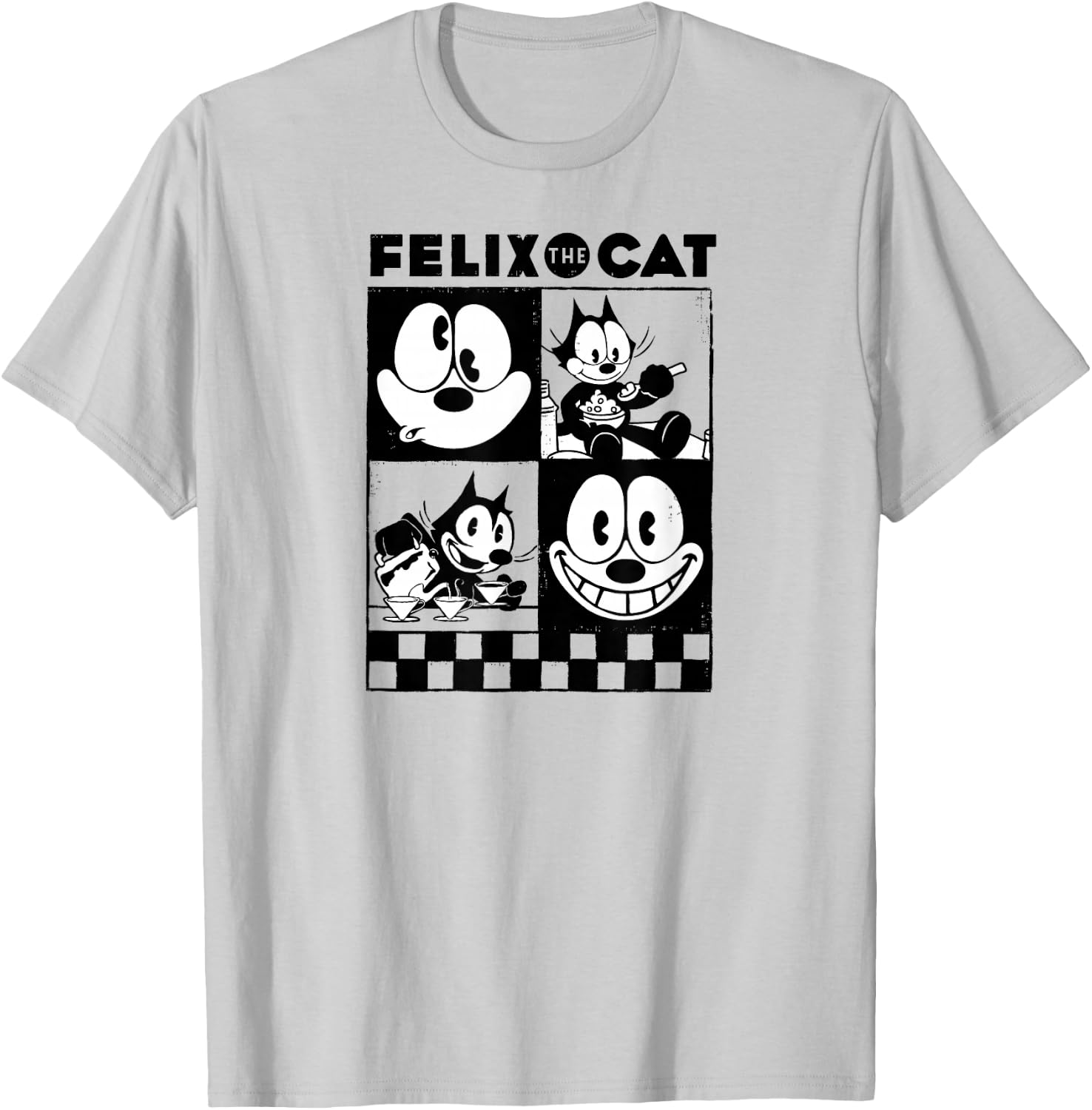 Felix the Cat Checkers T-Shirt - T-Shirt | Ash