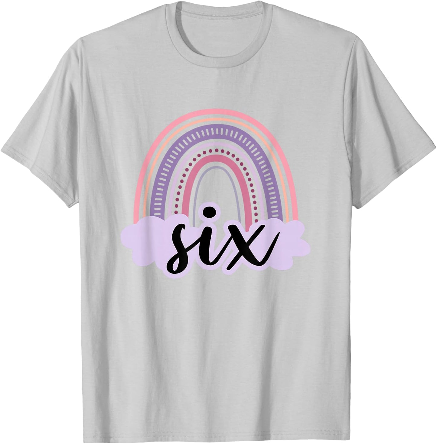 6 Year Old Boho Rainbow Six 6th Birthday Girls Family Party T-Shirt - T-Shirt | Ash