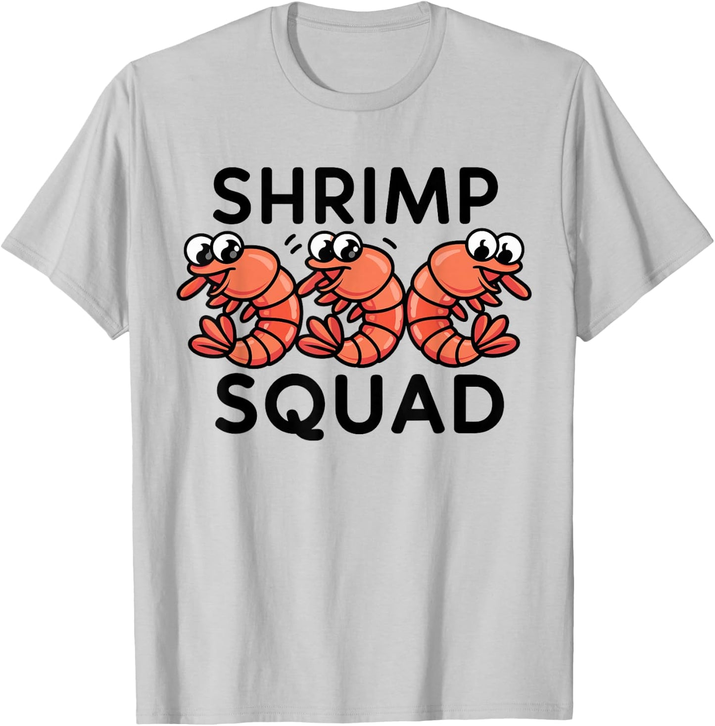 Shrimp Squad Funny Ocean Cuisine Cartoon Graphic Seafood T-Shirt - T-Shirt | Ash