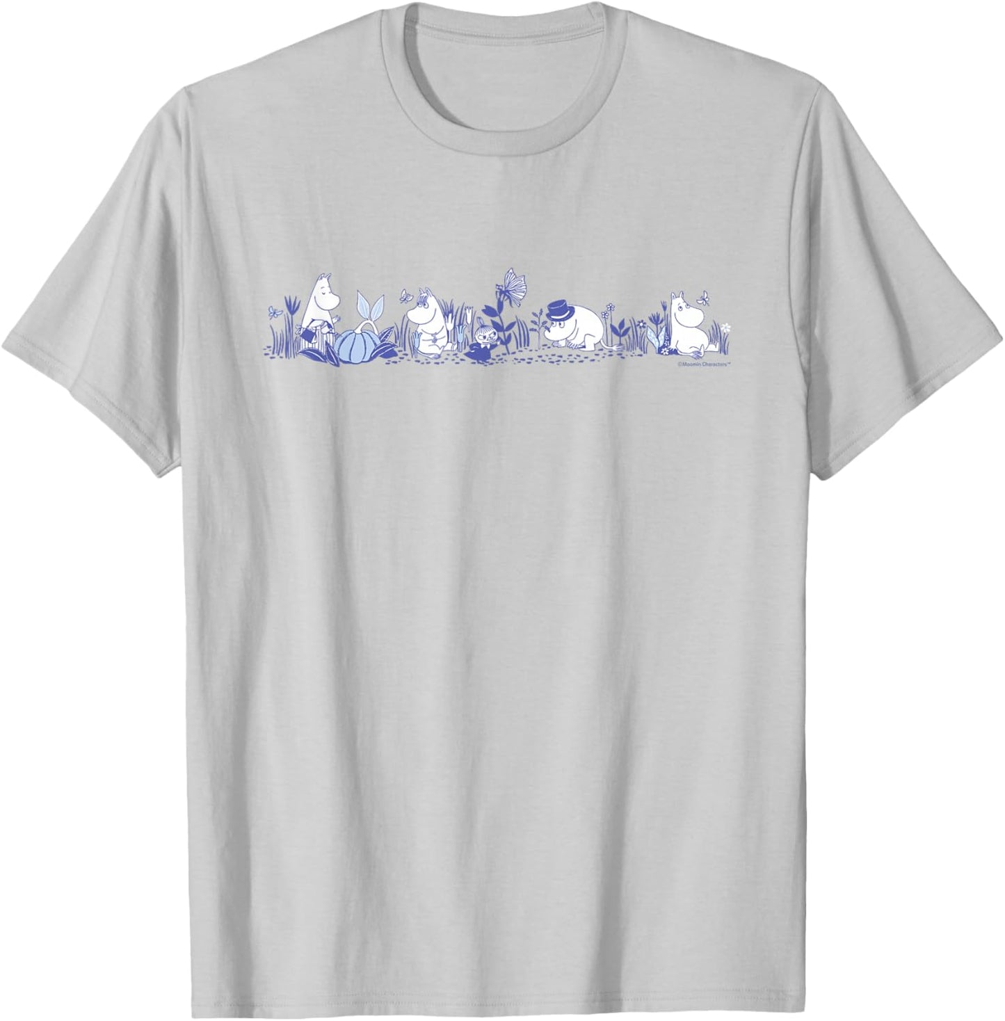 Moomin Moomintroll and Co in Nature Blue Print , gray T-Shirt - T-Shirt | Ash