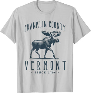 Franklin County, Vermont. Moose Vintage Design T-Shirt - T-Shirt | Ash