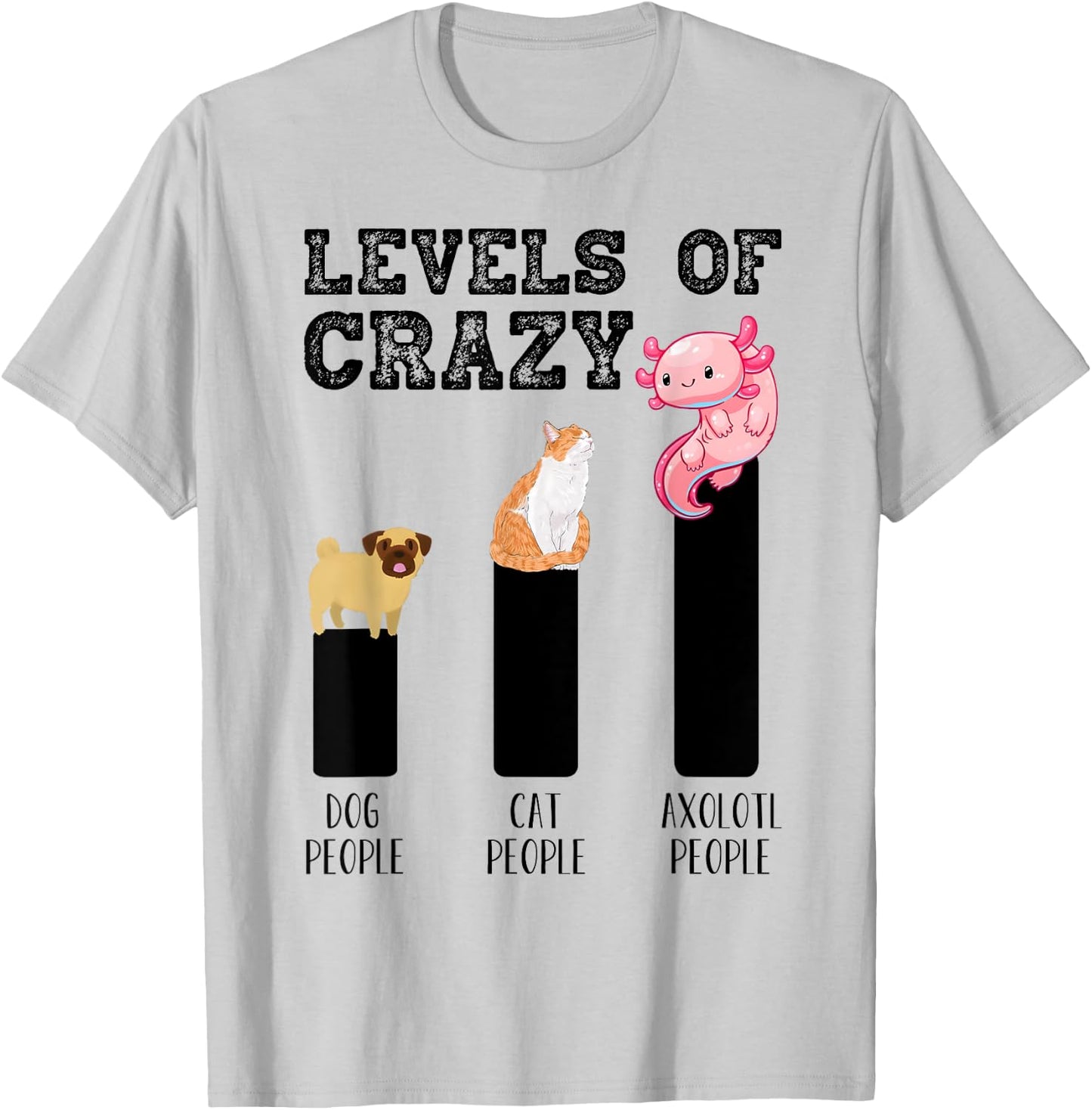Funny Kawaii Axolotl Level Of Crazy Aqua Pet Axolotl Lovers T-Shirt - T-Shirt | Ash