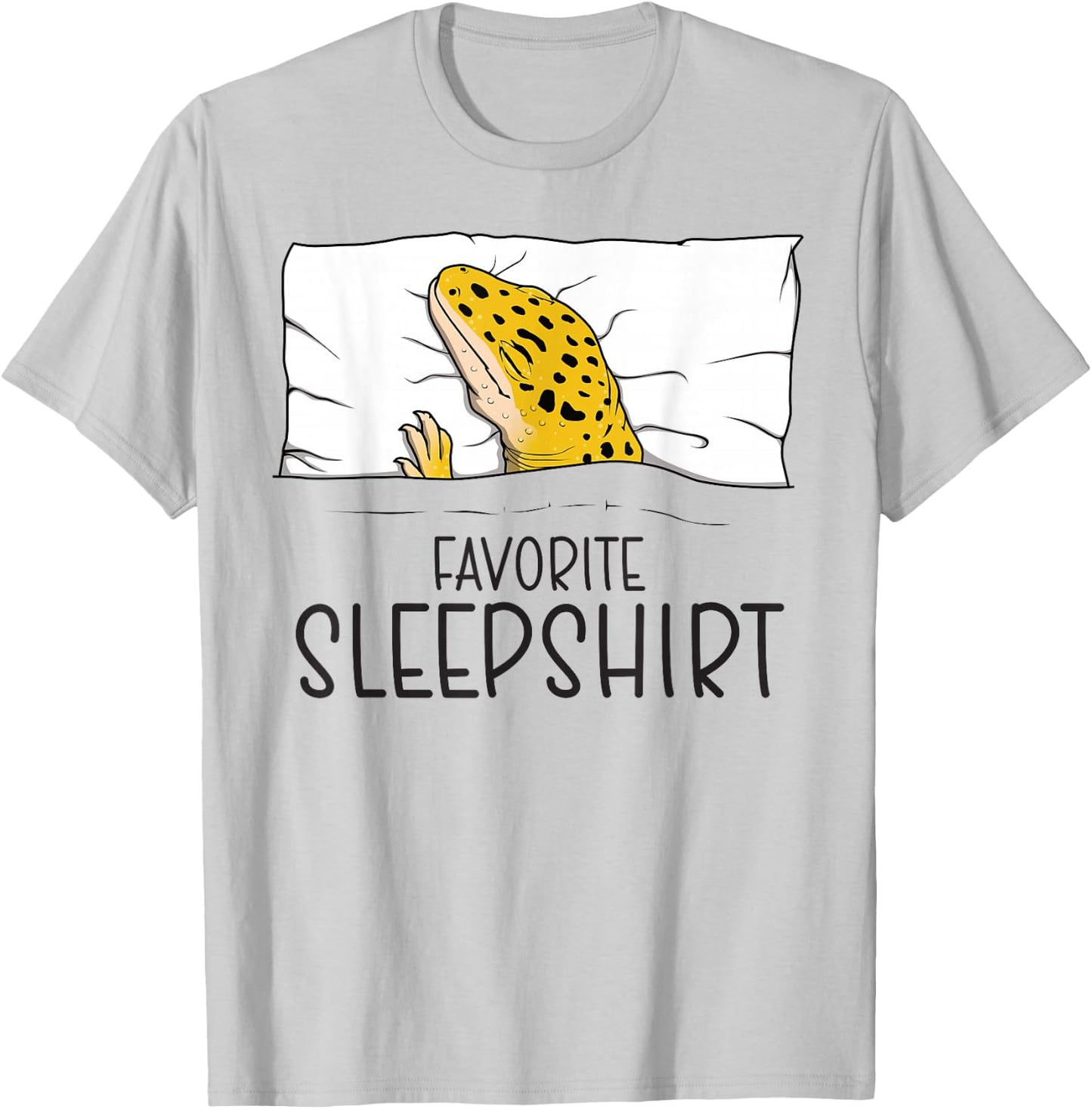 Favorite Sleepshirt Lizard, Napping Leopard Gecko Pajama T-Shirt - T-Shirt | Ash