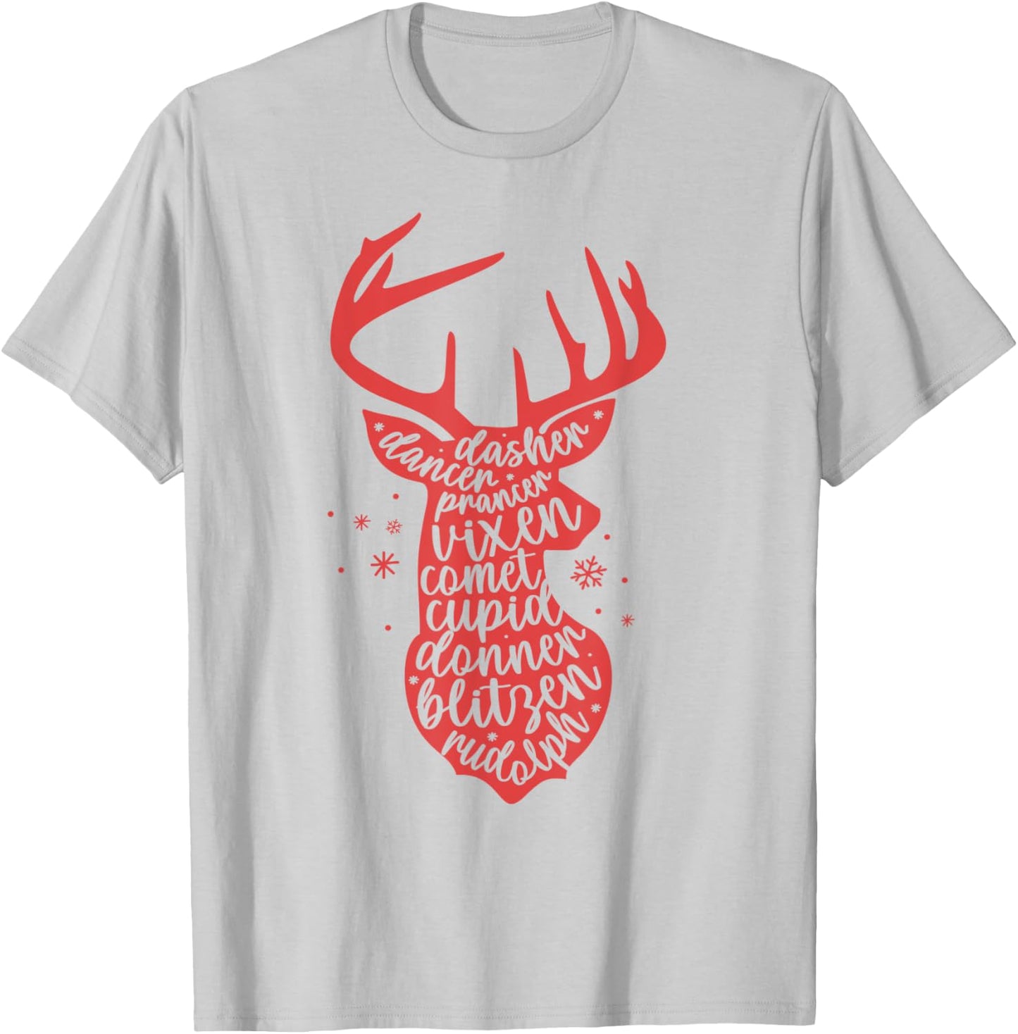 Christmas Reindeer Names Cute Holiday Rudolph Kids T-Shirt - T-Shirt | Ash