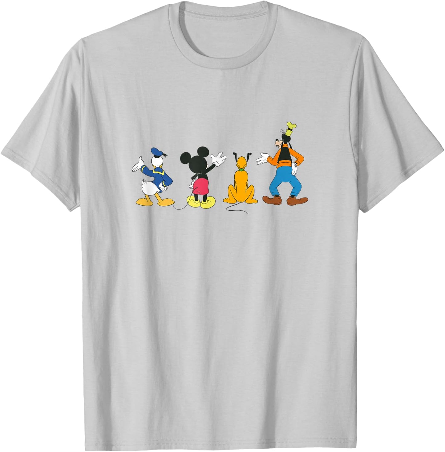 Disney Mickey And Friends Retro Backside Best Friend Line Up T-Shirt - T-Shirt | Ash