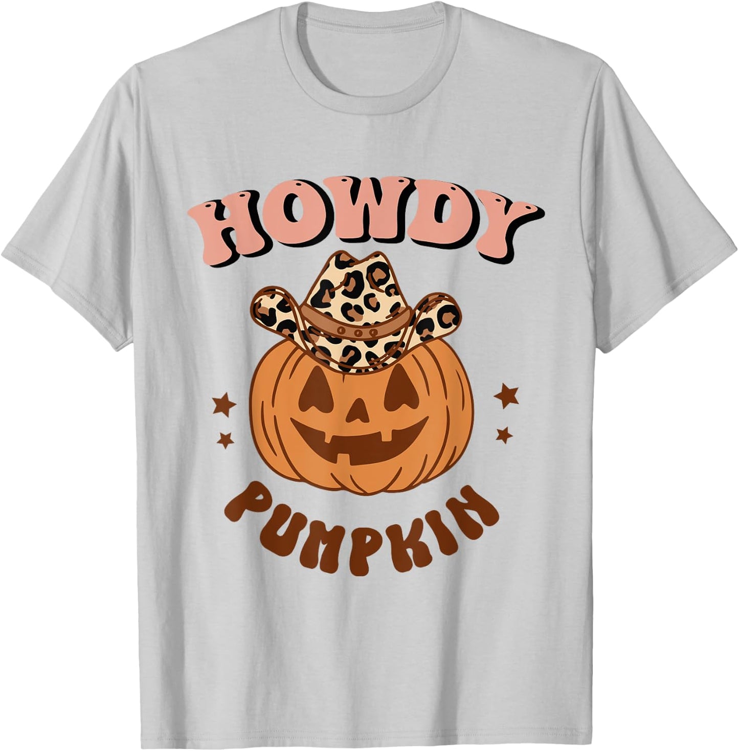 Howdy Pumpkin Leopard Rodeo Western Fall Southern Halloween T-Shirt - T-Shirt | Ash
