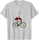 Flamingo on a Bicycle, Funny Cycling Item for a Cyclist T-Shirt - T-Shirt | Ash