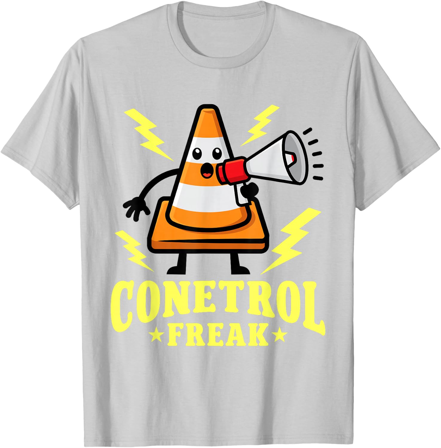 Funny Halloween Orange Traffic Cone Conetrol Freak T-Shirt - T-Shirt | Ash