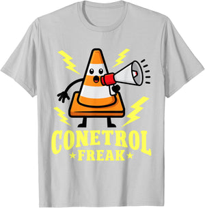 Funny Halloween Orange Traffic Cone Conetrol Freak T-Shirt - T-Shirt | Ash