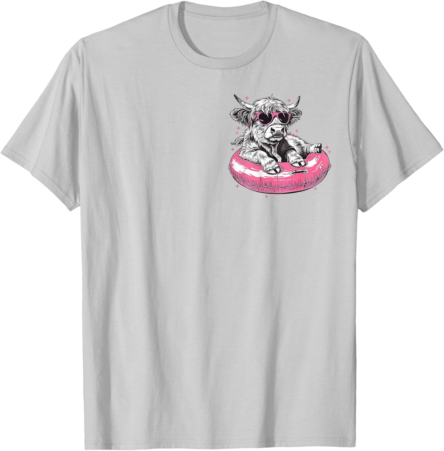 (2Sides Front+Back) Summer Vibes Highland Cow T-Shirt - T-Shirt | Ash