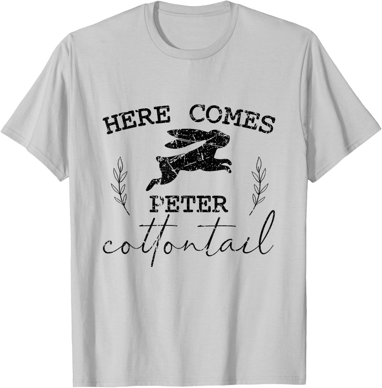 Here Comes Peter Cottontail Vintage Funny Springtime Easter T-Shirt - T-Shirt | Ash
