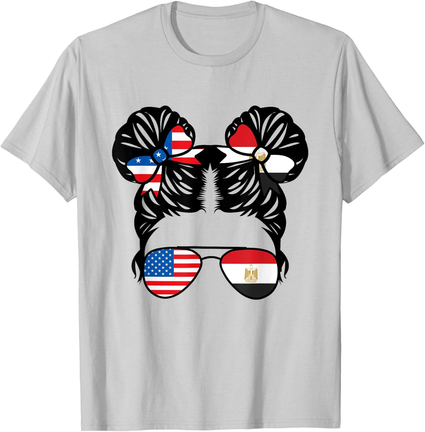 Half American Half Egyptian Girl USA Egypt Flag Patriot T-Shirt - T-Shirt | Ash