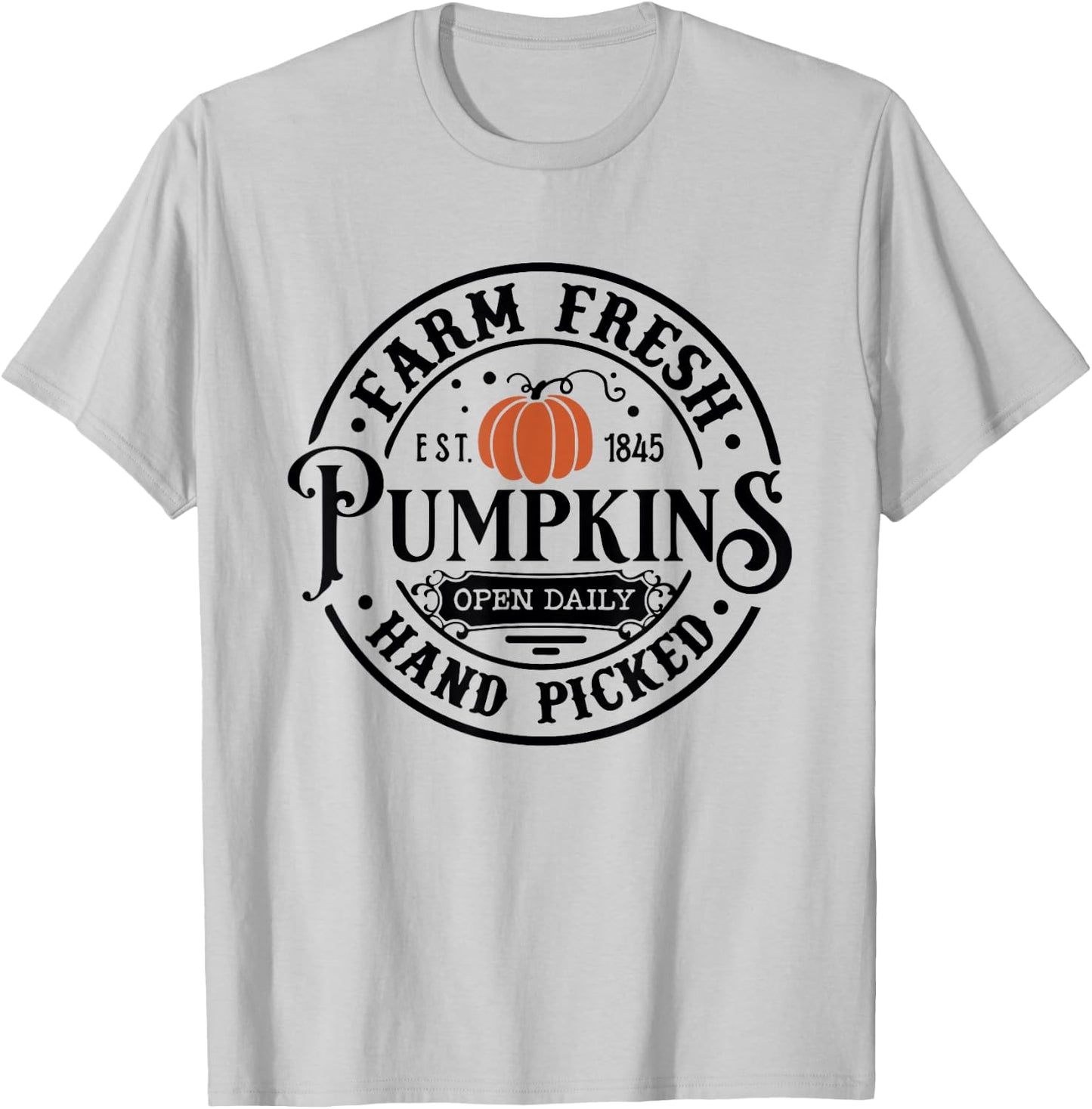 Farm Fresh Pumpkin Hand Picked Halloween Fall Thanksgiving T-Shirt - T-Shirt | Ash
